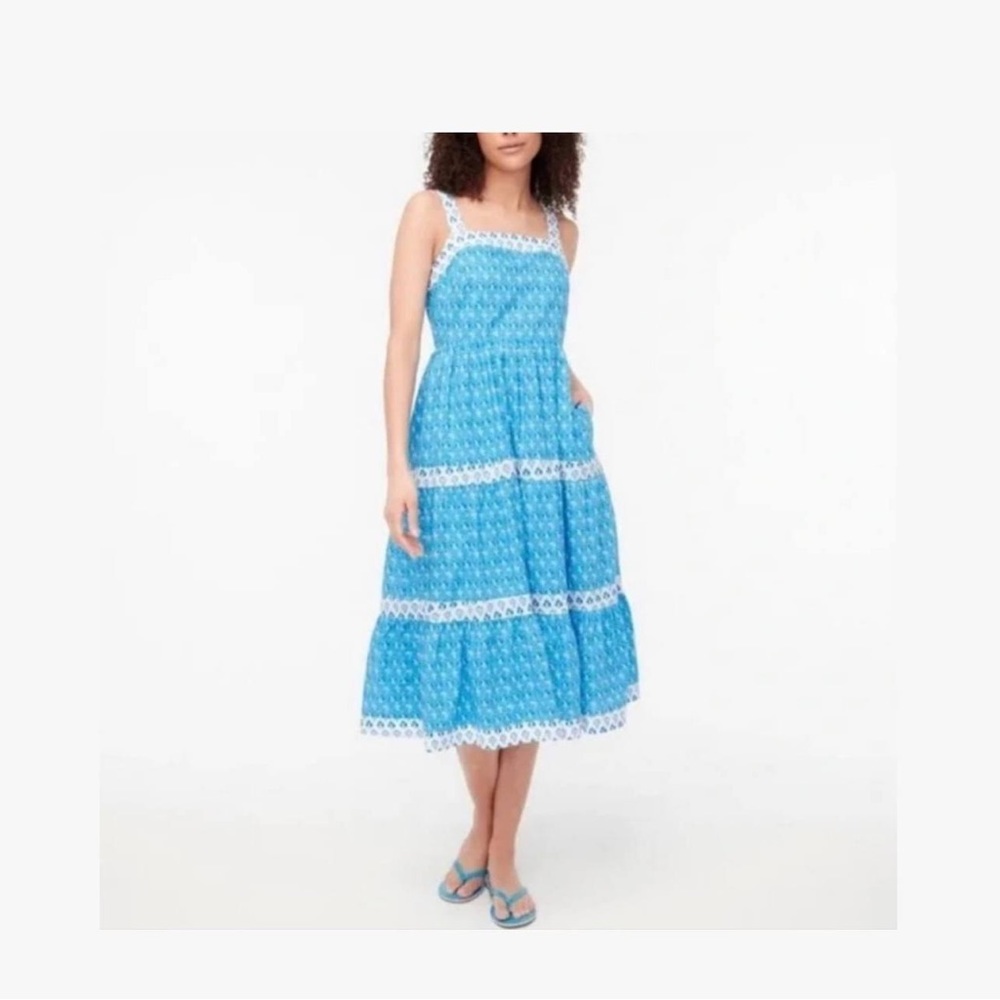 NWT J Crew Blue Squareneck midi floral dress